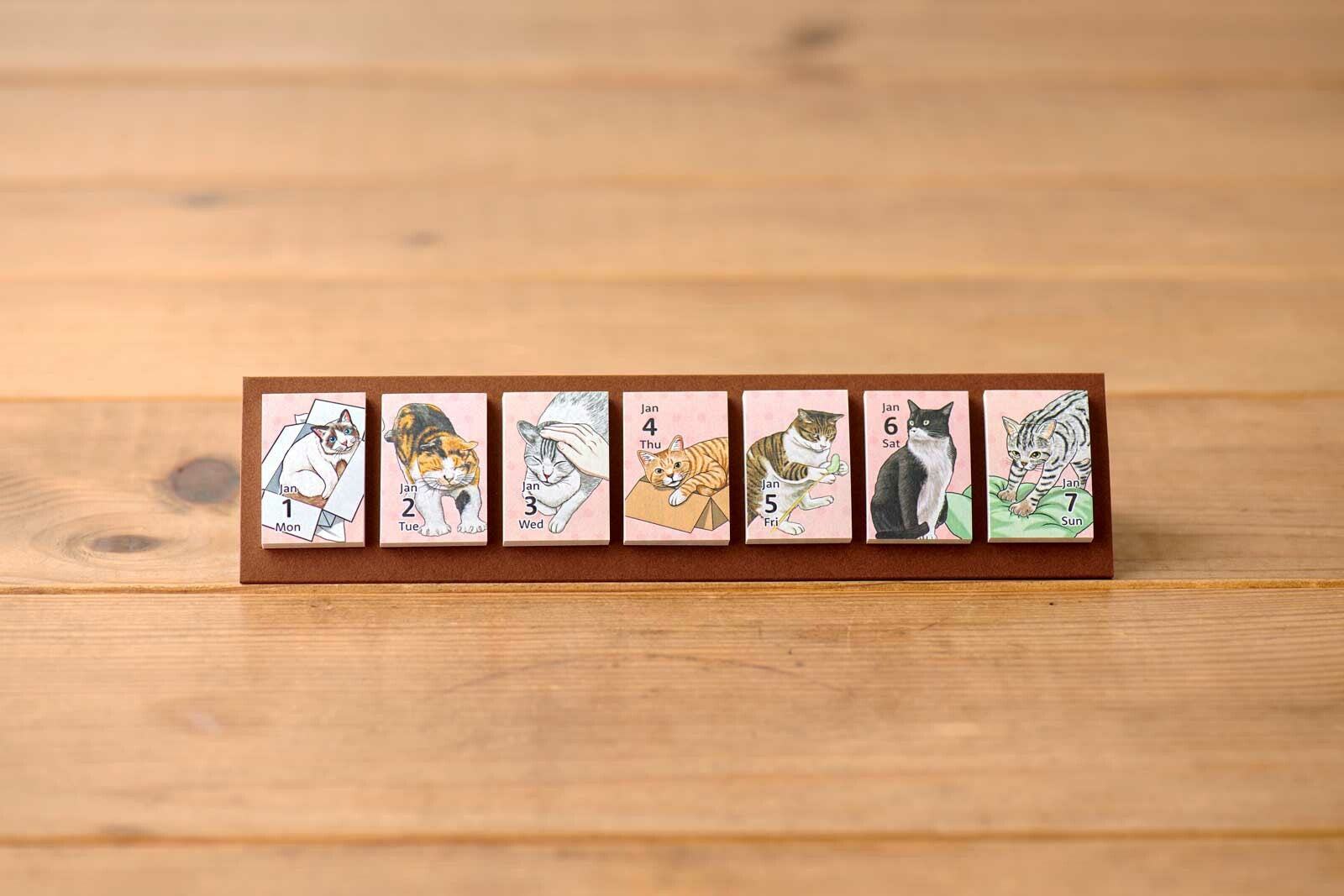 2024 himekuri cat - Desktop Daily Sticky Note Calendar - Techo Treats