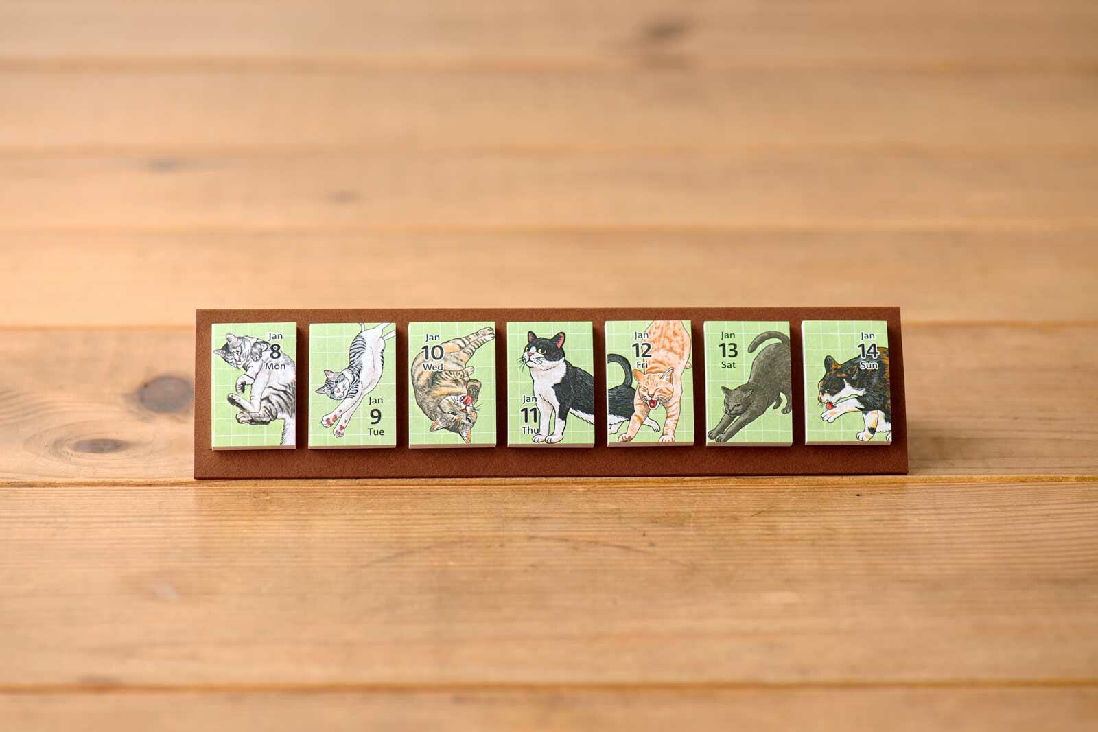 2024 himekuri cat - Desktop Daily Sticky Note Calendar - Techo Treats