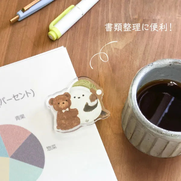 Mattari Animals 2-way Acrylic Clip - Shimaenaga Long-tailed Tit