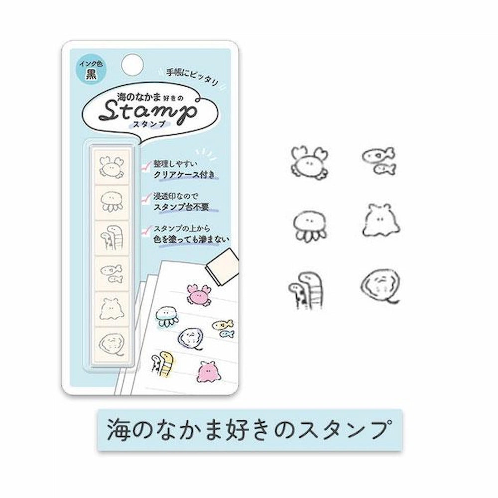 6-in-1 Self-inking Stamp Set Vol.2 - Stamp for Sea Creatures Lovers - KAMIO JAPAN