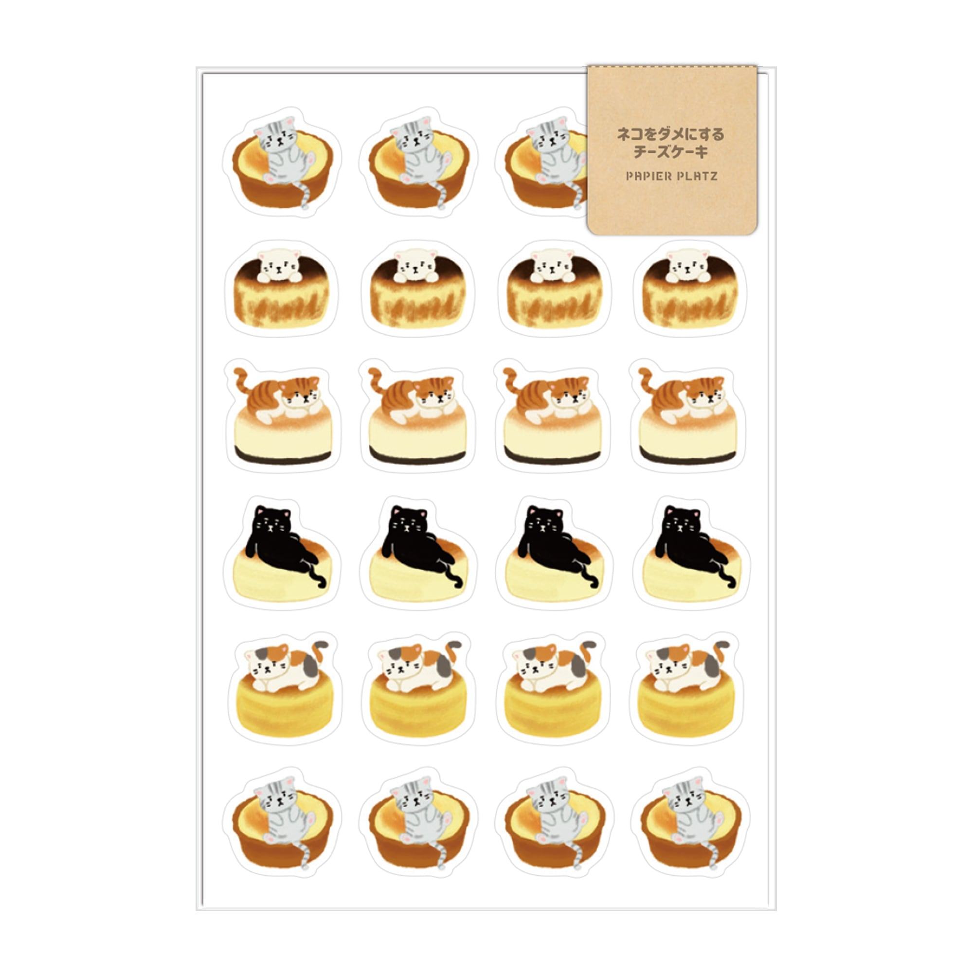 AOYOSHI Food x Animal Sticker Vol.2 - 021 Baked Cheesecake Cat - Papier Platz - Default Title by Techo Treats Stationery