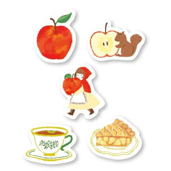 Autumn Limited Washi Flake Seal - Apple Shop - Techo Treats