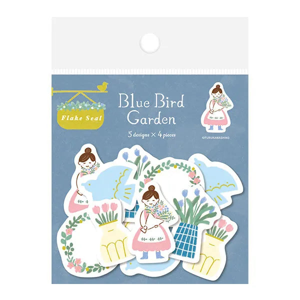 Autumn Limited Washi Flake Seal - Blue Bird Garden - Techo Treats