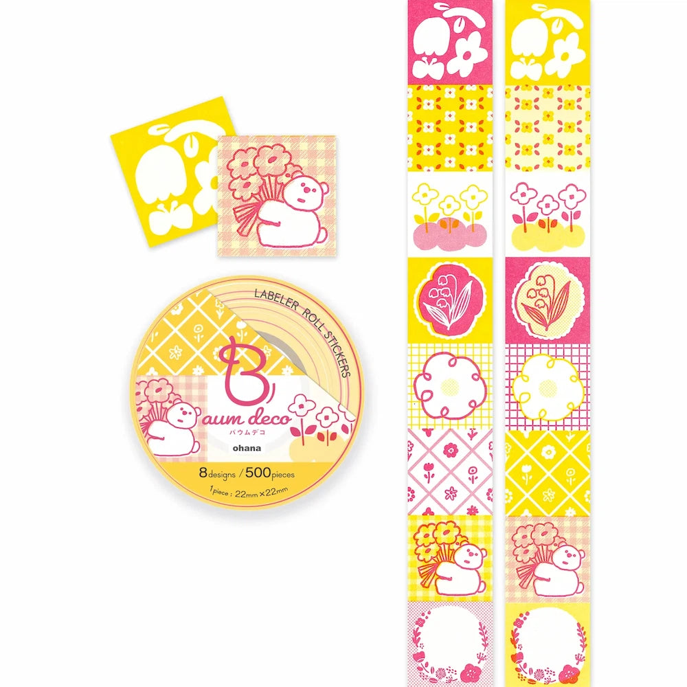 Beverly Baum deco Labeler Roll Stickers (9 designs) - Square - Flowers by Techo Treats Stationery