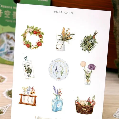 BGM Blue Sky Flea Market Vintage Zakka Foil-stamped Flake Seal - Flower Store - Default Title by Techo Treats Stationery