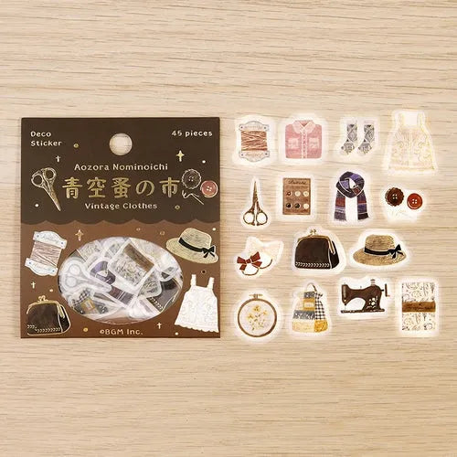 BGM Blue Sky Flea Market Vintage Zakka Foil-stamped Flake Seal - Vintage Clothes - Default Title by Techo Treats Stationery