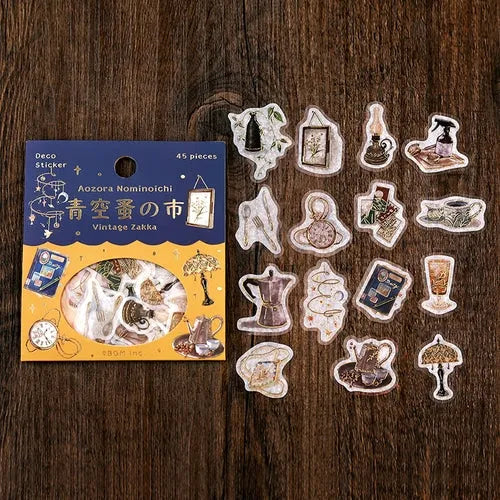 BGM Blue Sky Flea Market Vintage Zakka Foil-stamped Flake Seal - Vintage Zakka - Default Title by Techo Treats Stationery