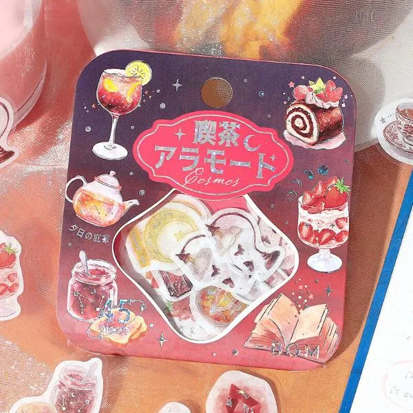 BGM Cafe A La Mode Cosmos Foil-stamped Flake Seal - Akaneiro Sunset - Default Title by Techo Treats Stationery