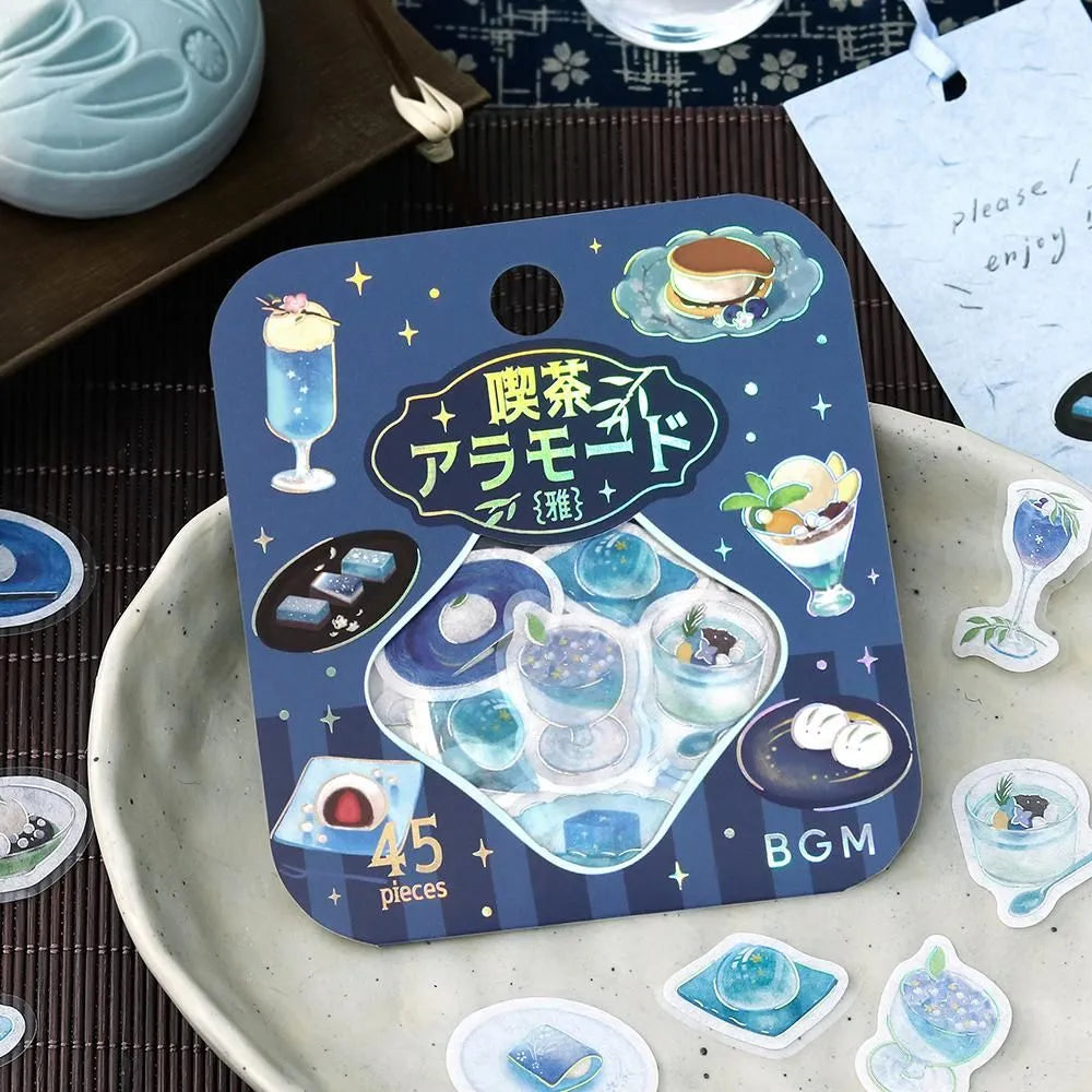 BGM Cafe A La Mode Miyabi Foil-stamped Flake Seal - Ruri Blue - Default Title by Techo Treats Stationery