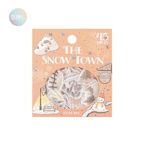 BGM Cafe A La Mode Winter Limited Foil-stamped Flake Seal - Snowy Town - Default Title by Techo Treats Stationery