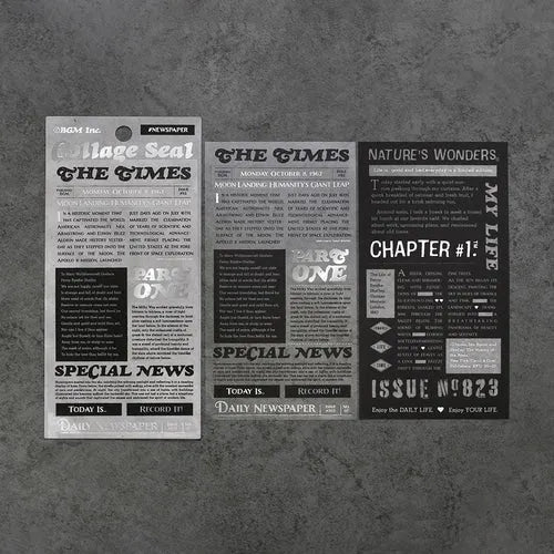 BGM Collage Seal Foil-stamped Planner Sticker - Newspaper - Default Title by Techo Treats Stationery