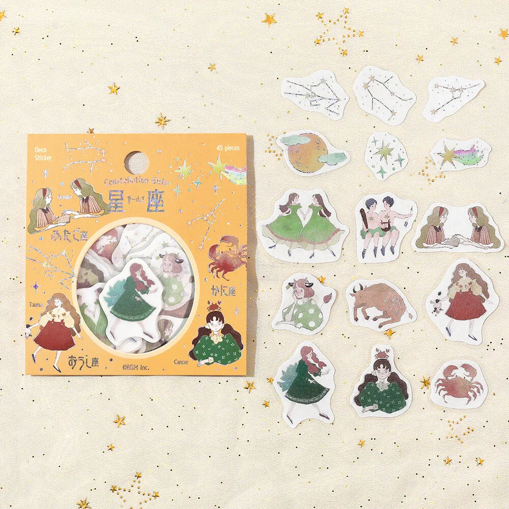 BGM Constellation Girls Foil-stamped Flake Seal - Taurus & Gemini & Crab - Default Title by Techo Treats Stationery