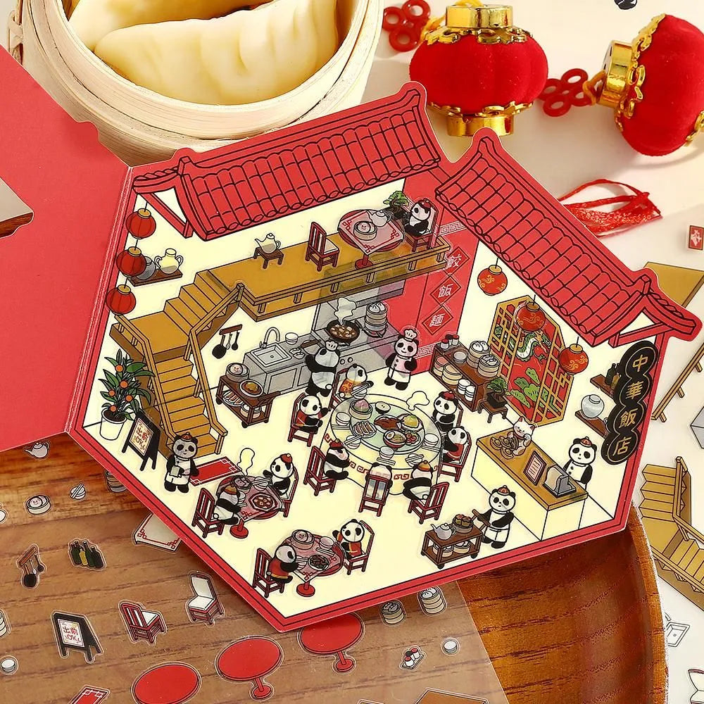 BGM Diorama 2.5D Miniature Room Sticker Vol.3 - Chinese Cuisine - Default Title by Techo Treats Stationery