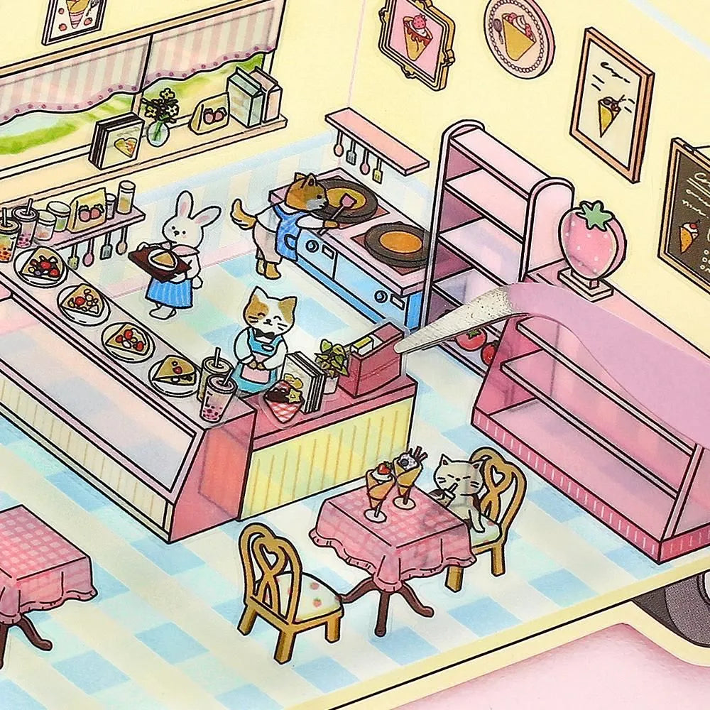 BGM Diorama 2.5D Miniature Room Sticker Vol.3 - Crêperie - Default Title by Techo Treats Stationery