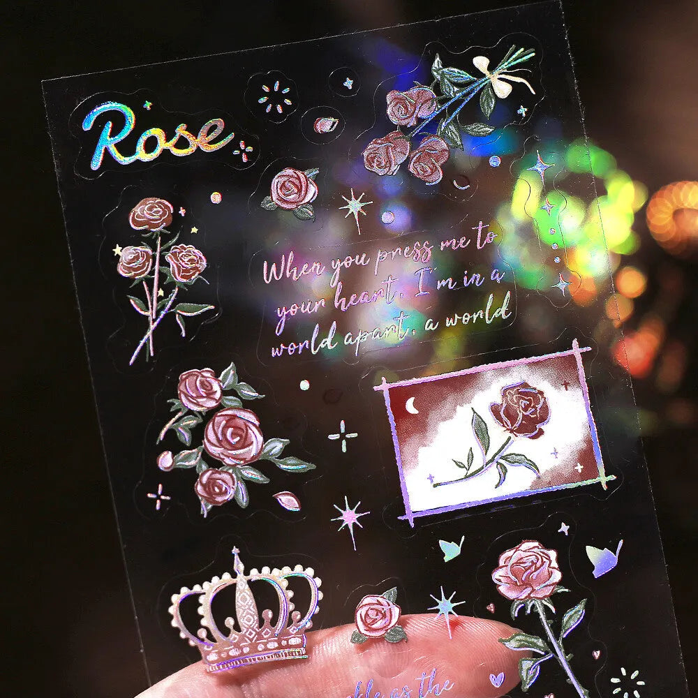 BGM IRIDE Aurora Foil Clear Sticker Vol.2 - Rose - Default Title by Techo Treats Stationery