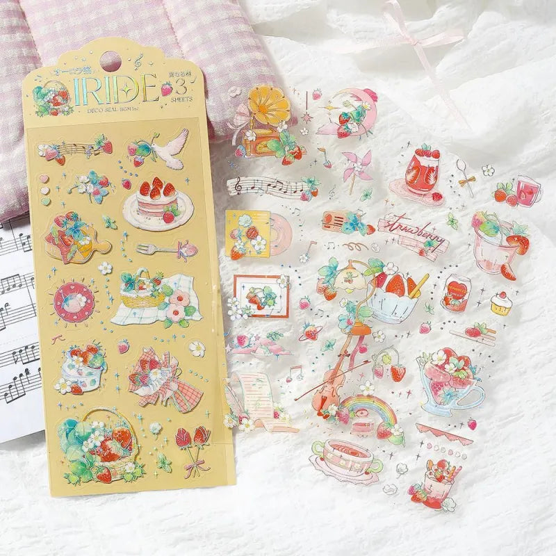 BGM IRIDE Aurora Foil Clear Sticker Vol.3 - Strawberry - Default Title by Techo Treats Stationery