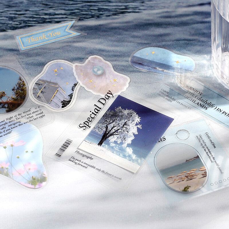 BGM Mix Seal Photo Flake Stickers - Clear Blue - Default Title by Techo Treats Stationery