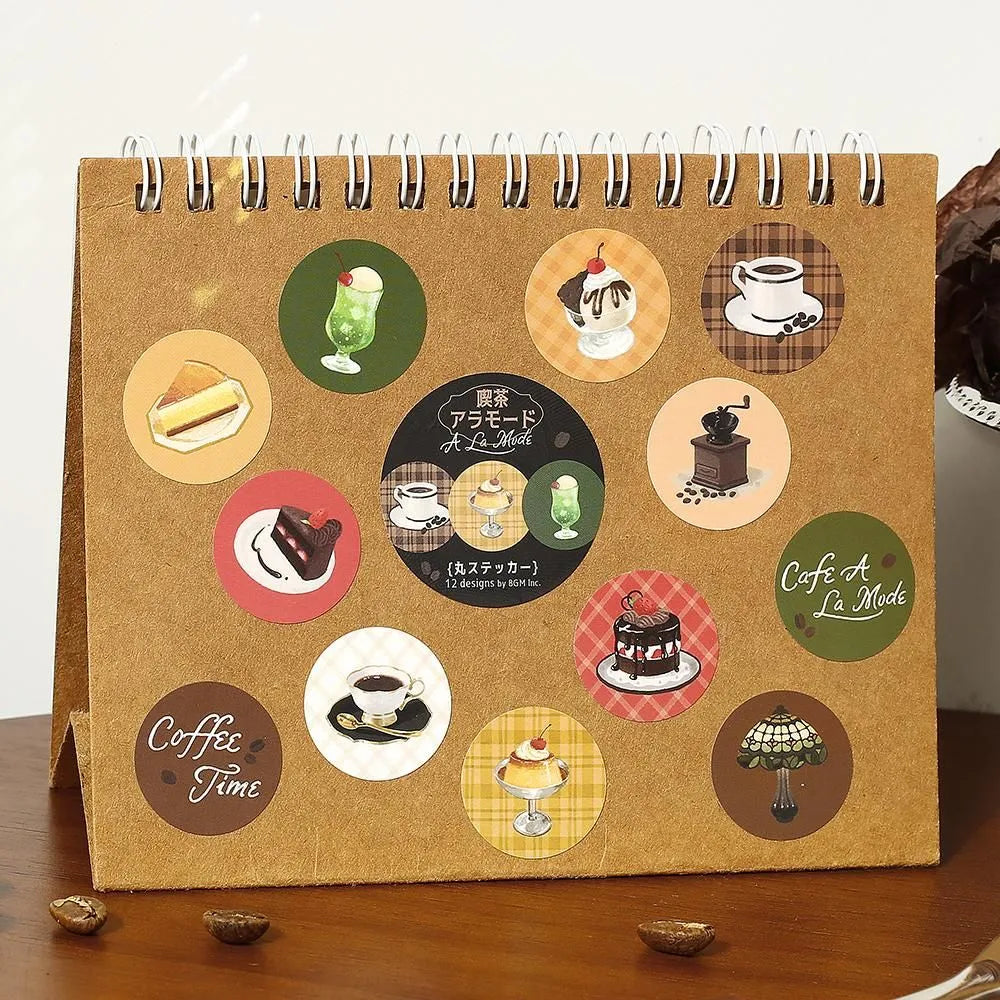 BGM Round Sticker Roll - Cafe A La Mode - Default Title by Techo Treats Stationery