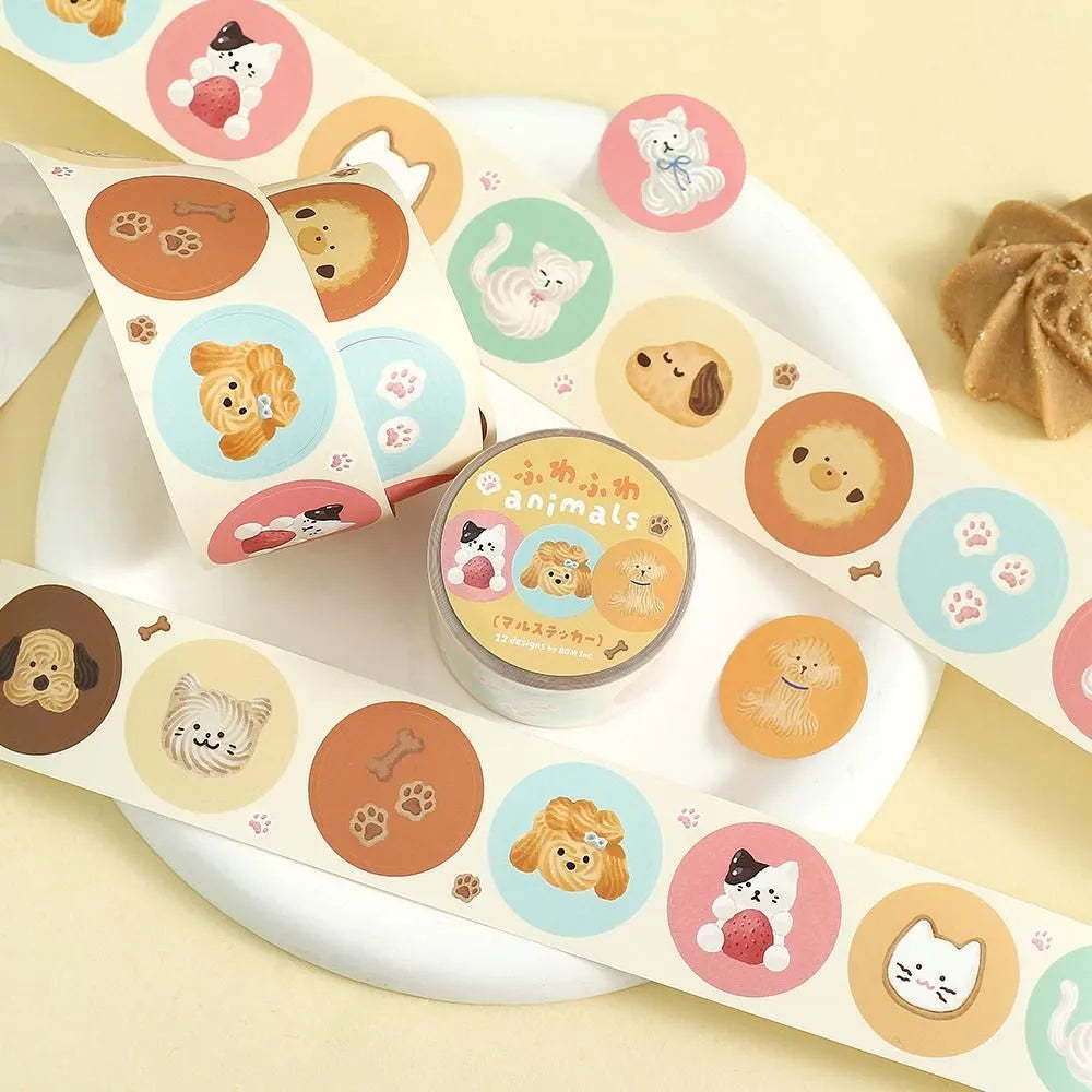 BGM Round Sticker Roll - Fluffy Animals - Default Title by Techo Treats Stationery