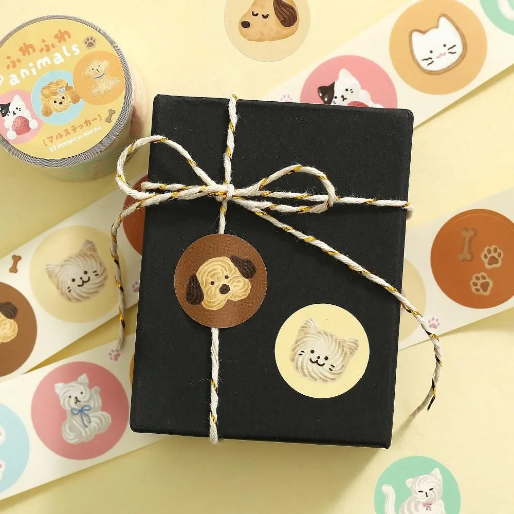 BGM Round Sticker Roll - Fluffy Animals - Default Title by Techo Treats Stationery