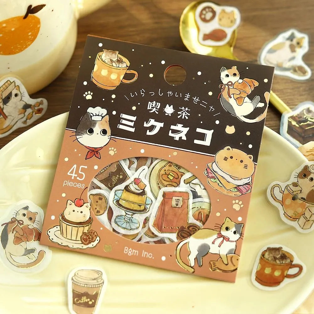 BGM Welcome Meow! Foil-stamped Flake Seal - Calico Cat Cafe - Default Title by Techo Treats Stationery