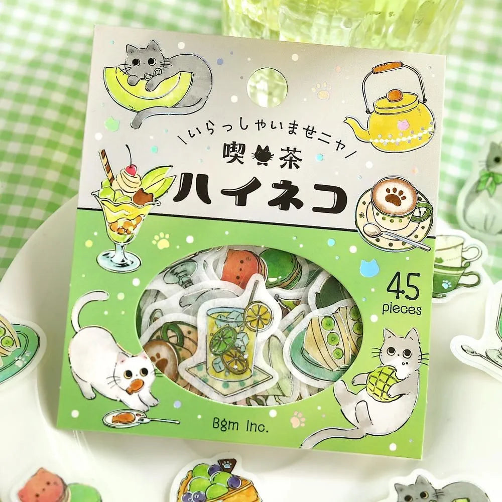 BGM Welcome Meow! Foil-stamped Flake Seal - Gray Cat Cafe - Default Title by Techo Treats Stationery