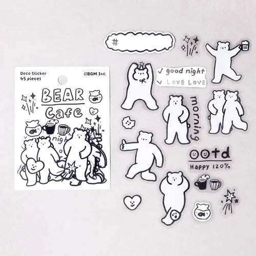 BGM YURUKU IKO-YO Mixed Flake Seal - Bear Cafe - Default Title by Techo Treats Stationery