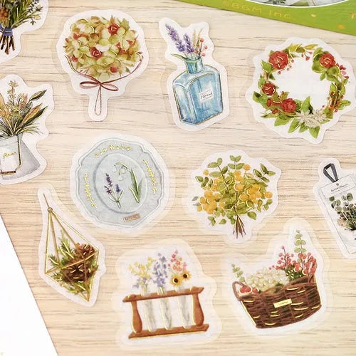Blue Sky Flea Market Vintage Zakka Foil-stamped Flake Seal - Flower Store - Techo Treats