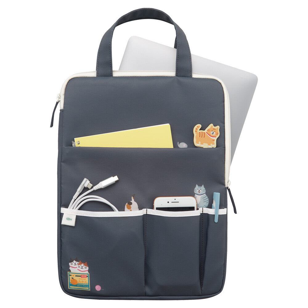 Cat Scene 13" Laptop Carrying Sleeve - Biscuit Beige - Techo Treats