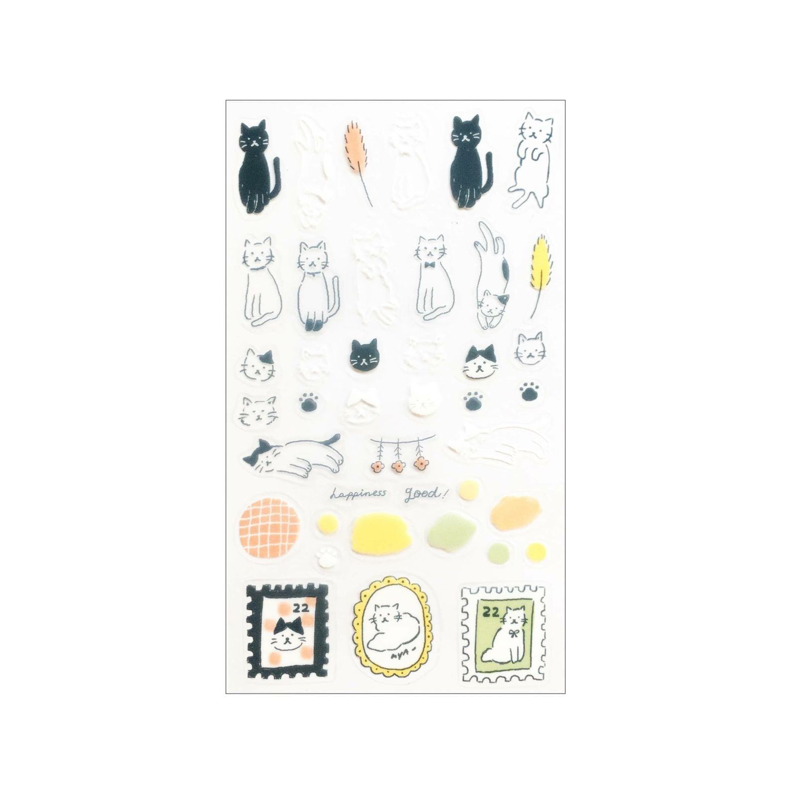 Collage Seal Clear Sticker - Cat - Furukawa Shiko - Default Title by Techo Treats Stationery