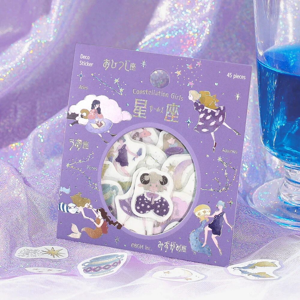 Constellation Girls Foil-stamped Flake Seal - Aquarius, Pisces & Aries - Techo Treats