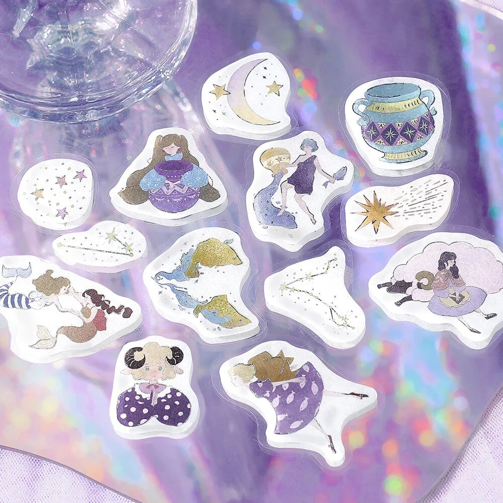 Constellation Girls Foil-stamped Flake Seal - Aquarius, Pisces & Aries - Techo Treats