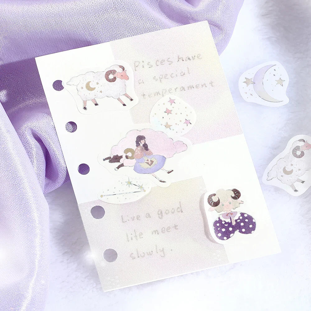 Constellation Girls Foil-stamped Flake Seal - Aquarius, Pisces & Aries - Techo Treats