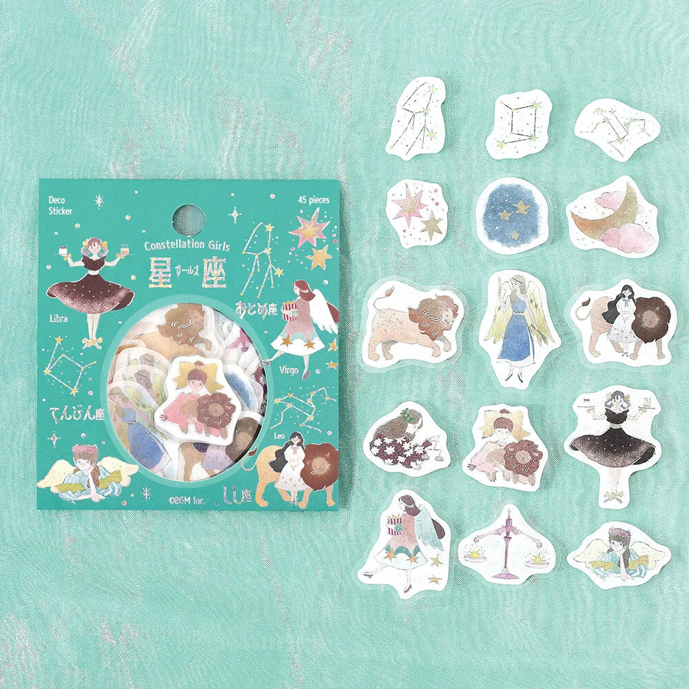 Constellation Girls Foil-stamped Flake Seal - Leo & Virgo & Libra - Techo Treats