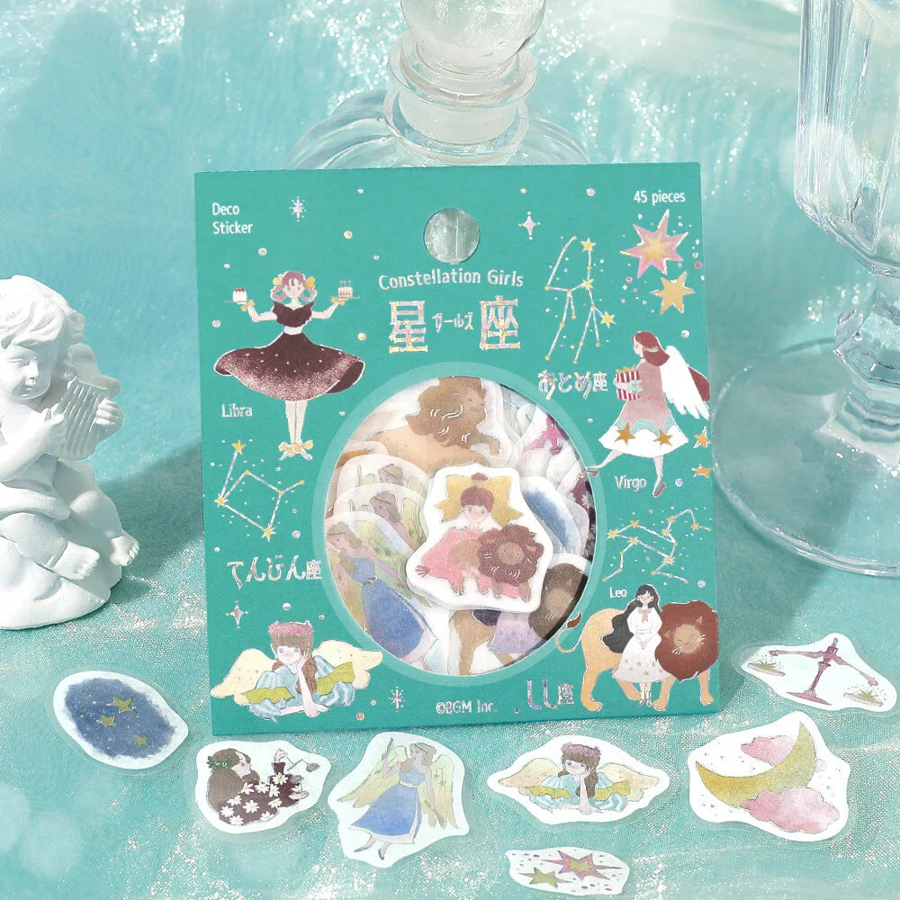 Constellation Girls Foil-stamped Flake Seal - Leo & Virgo & Libra - Techo Treats