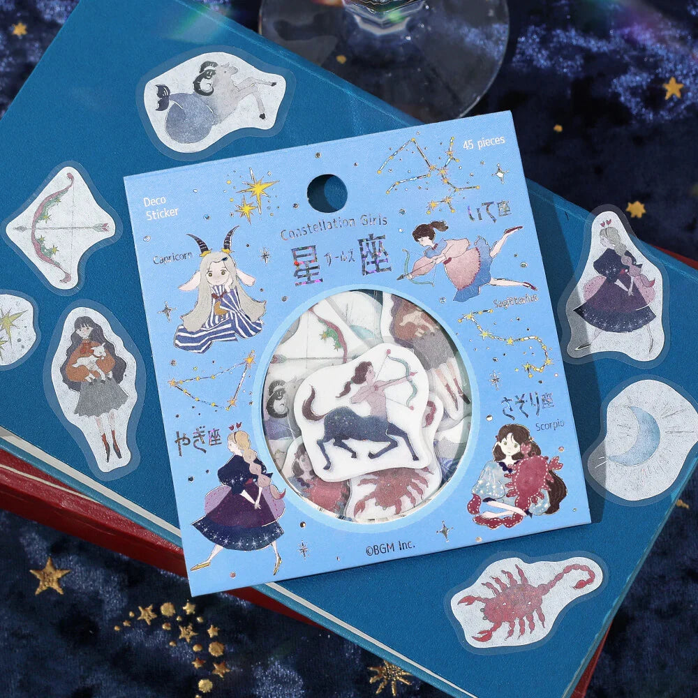 Constellation Girls Foil-stamped Flake Seal - Scorpio, Sagittarius & Capricorn - Techo Treats