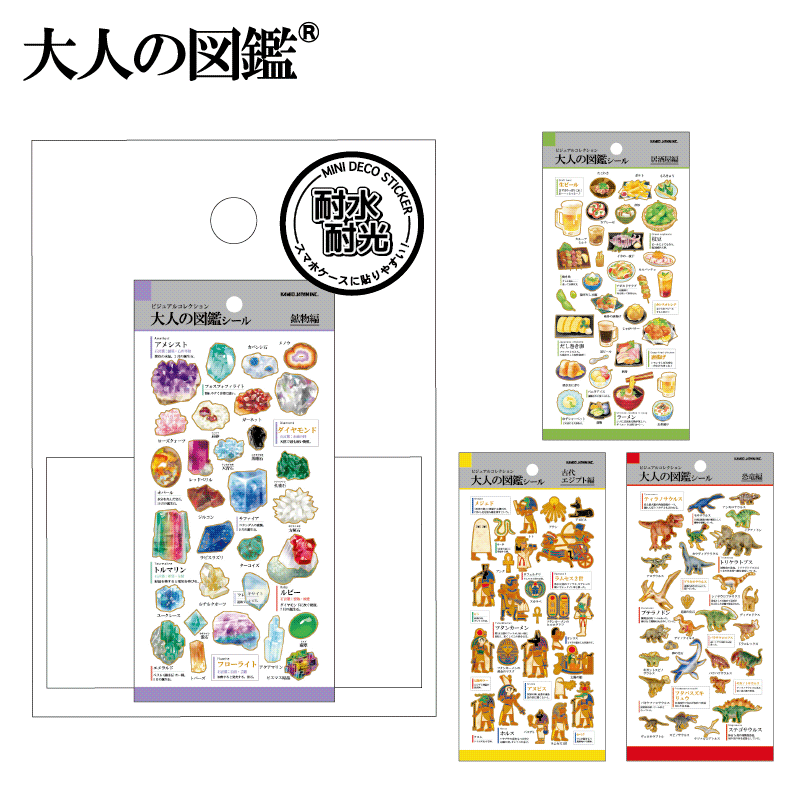 Encyclopaedia for Adults Miniature Mini Deco Sticker - Sticker Series (4 designs) - KAMIO JAPAN - Minerals by Techo Treats Stationery
