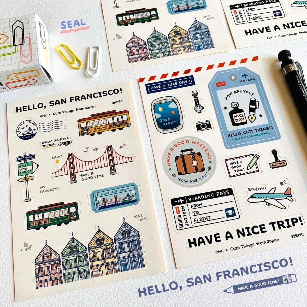eric x CTFJ Sticker Sheet - San Francisco Special (2 designs) - Papier Platz - Hello San Francisco! by Techo Treats Stationery