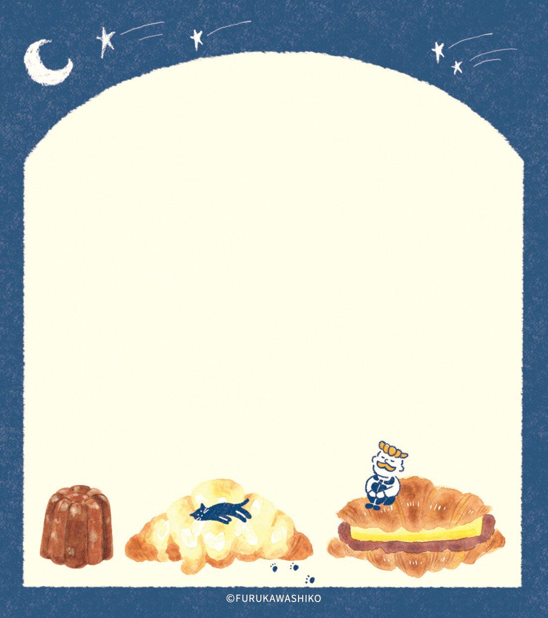 Freshly Baked Bread Town Memo Pad - Mikazuki Bakery (Croissant) - Techo Treats