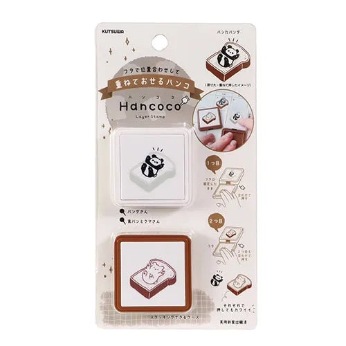 Hancoco 2-in-1 Layer Stamp - Panda on Bread - Kutsuwa - Default Title by Techo Treats Stationery
