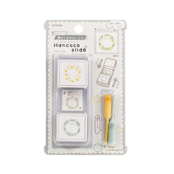 Hancoco slide 2-in-1 Layer Stamp - Mimosa Wreath - Kutsuwa - Default Title by Techo Treats Stationery