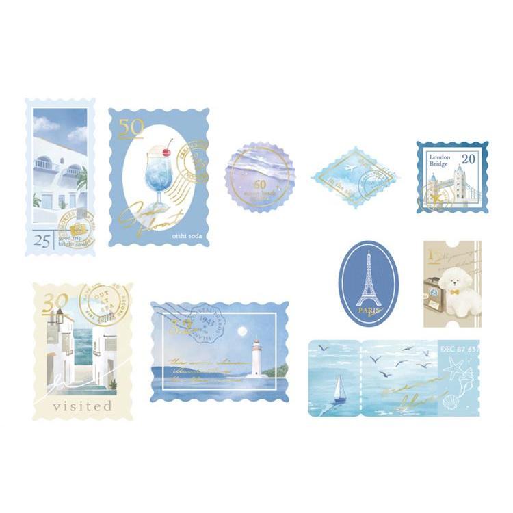 Kitterie Stamp-like Flake Stickers - Travel Time - Techo Treats