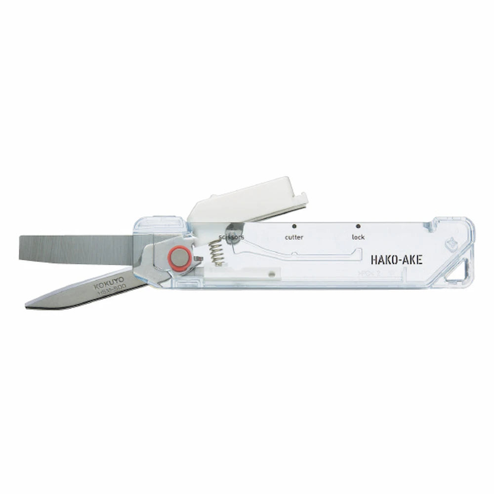 KOKUYO TRANSPARENT MECHANISM Series 2-Way Compact Scissors HAKO-AKE - White - Default Title by Techo Treats Stationery