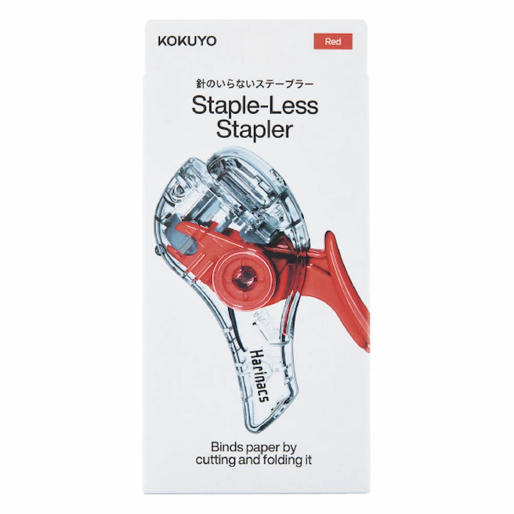 KOKUYO TRANSPARENT MECHANISM Series Stapleless Stapler Harinacs - Red - Default Title by Techo Treats Stationery