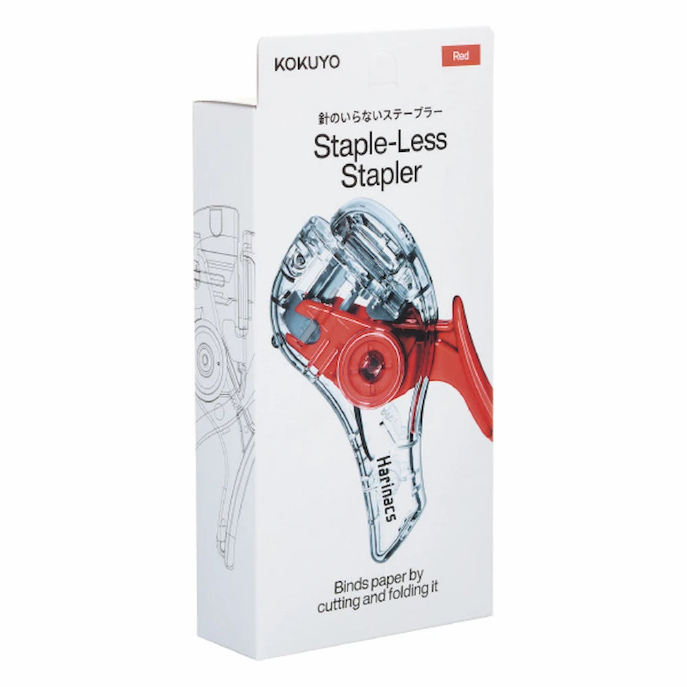 KOKUYO TRANSPARENT MECHANISM Series Stapleless Stapler Harinacs - Red - Default Title by Techo Treats Stationery