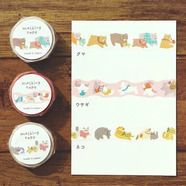 MIND WAVE Hokkori Die-cut Masking Tape - Bear - Default Title by Techo Treats Stationery