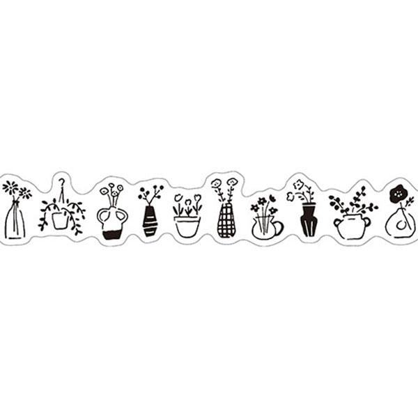 MIND WAVE White and Black Die-cut Masking Tape - Vase - Default Title by Techo Treats Stationery
