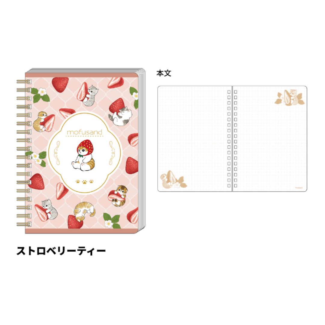 mofusand Vol.5 B6 Ring Notebook - Strawberry Tea - Techo Treats