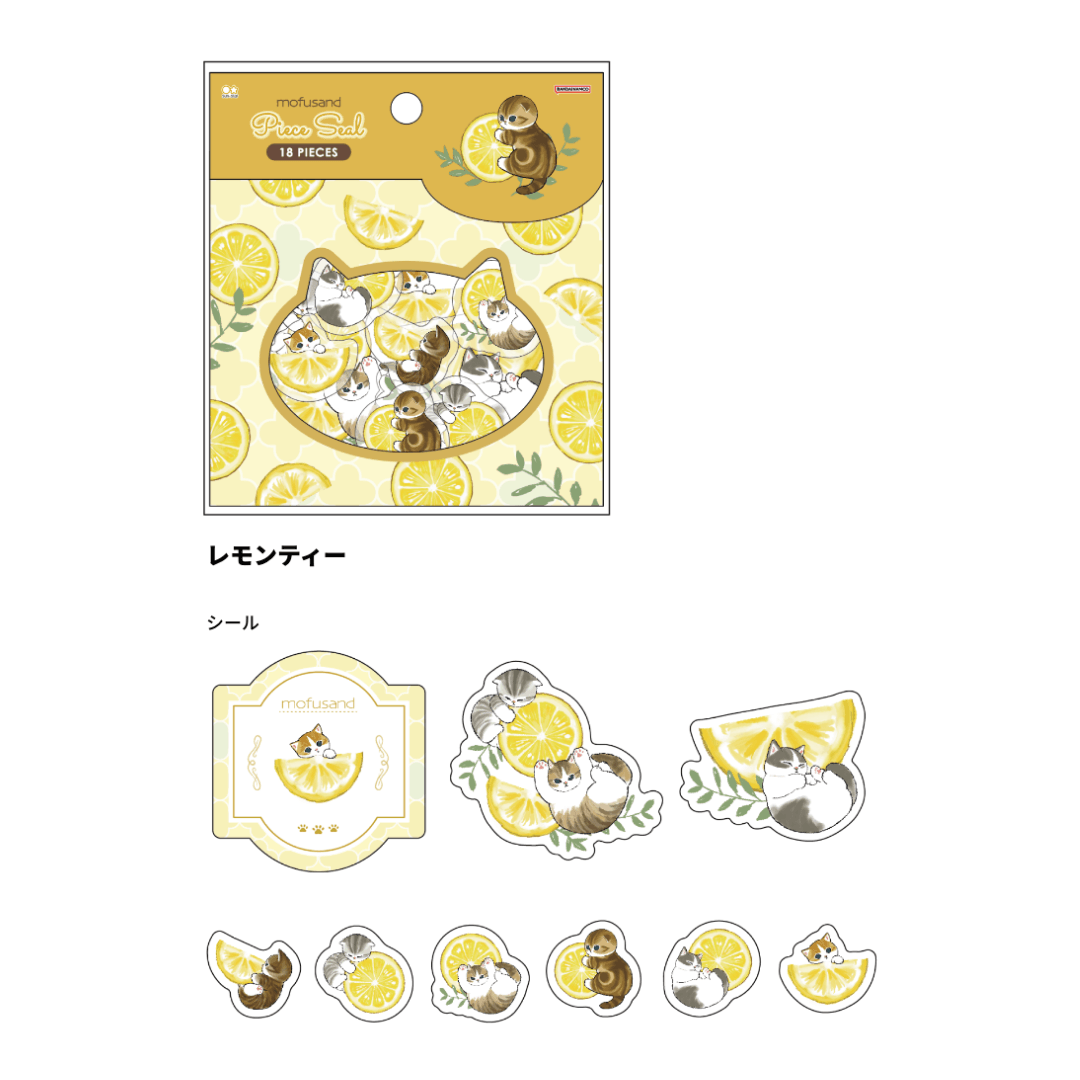 mofusand Vol.5 Clear Flake Stickers - Lemon Tea - Techo Treats