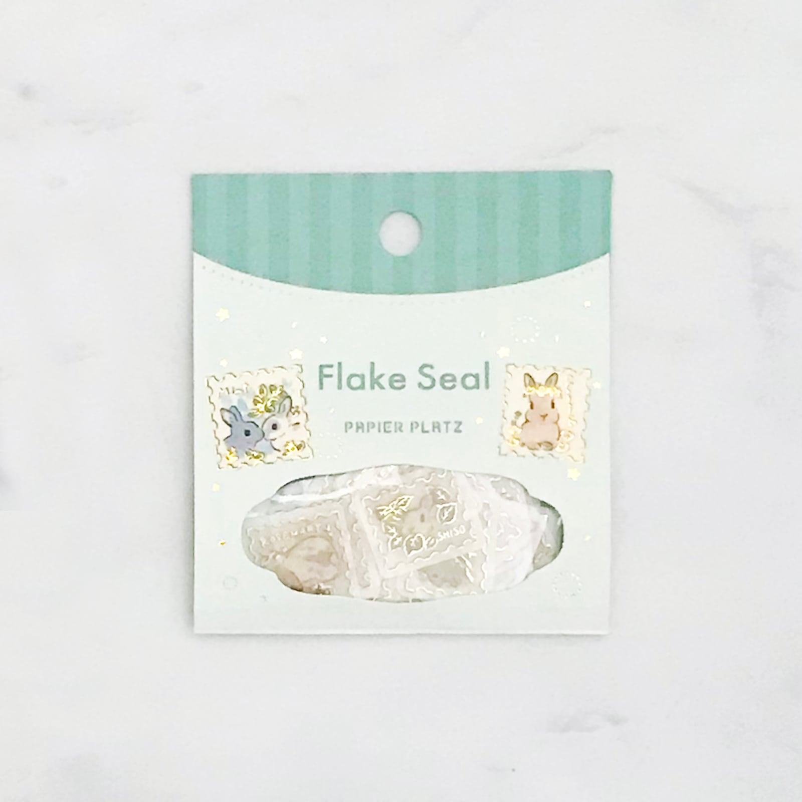 Moriyama Schinako Flake Stickers - Rabbit and Flower Stamp - Techo Treats